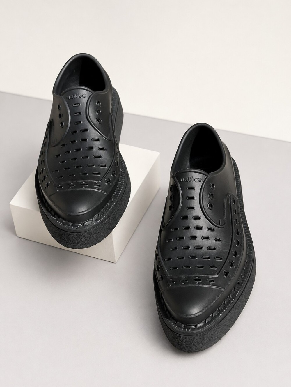 George Cox + Native Diano Black Slip-On Creeper Shoes Unisex Men 5 Women 7